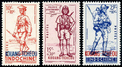 法广11法国士兵图加盖“KOUANG-TCHÉOU”附捐邮票